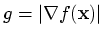 $ g = \vert\nabla f(\mathbf{x})\vert$