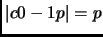 $ \vert c0-1p\vert=p$