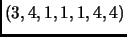 $ (3,4,1,1,1,4,4)$