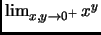 $ \lim_{x,y\to 0^+}x^y$
