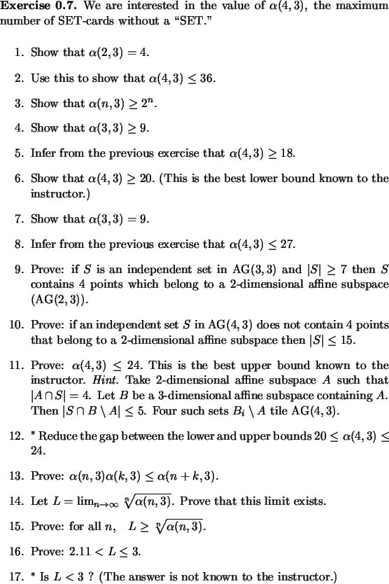 \begin{exercise}
% latex2html id marker 735
We are interested in the value of $\...
...3$\ ? (The answer is not known to the instructor.)
\end{enumerate}\end{exercise}