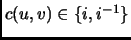 $ c(u,v) \in \{i, i^{-1}\}$