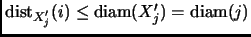 % latex2html id marker 2899
$ {\mathrm {dist}}_{X_j'}(i) \le \mathop{\rm diam}\nolimits (X_j')=\mathop{\rm diam}\nolimits (j)$