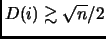 $ D(i) \gtrsim \sqrt{n}/2$