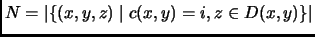 $ N = \left\vert\{(x,y,z) \mid c(x,y) = i, z \in D(x,y)\}\right\vert$