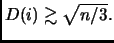 $ D(i) \gtrsim \sqrt{n/3}.$